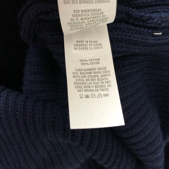 Aerie Women's Button-Up Henley Knit Sweater Medium Navy Blue 100% Cotton NWT - Picture 8 of 8